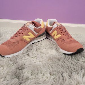 New Balance Pink Dusty Rose and Yellow Accent Sneakers